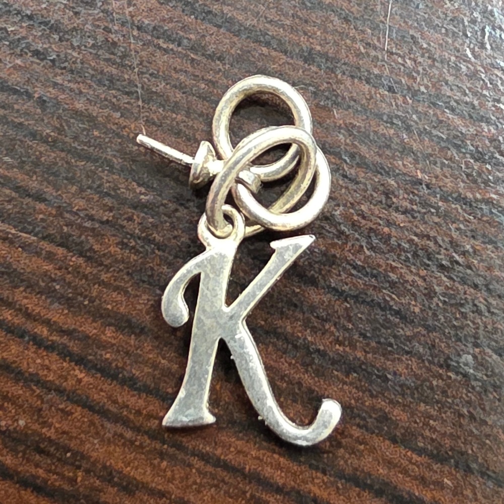Sterling Silver Script Initial K Pendant Charm 925 Letter K Hallmark 0.72g - Picture 6 of 16